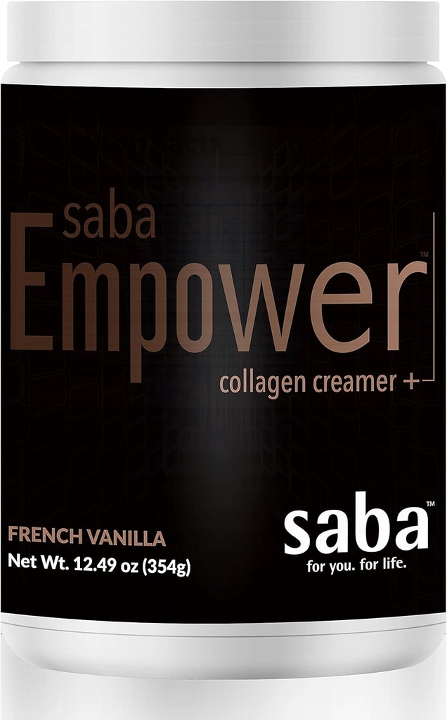Saba Empower Smart Collagen Coffee Creamer -Napędzany hydrolizowanym Collagen, Peptydes, Masło Grass- Fed, MCT z organicznego kokokosa, Wspiera zdrową skórę, paznokci, skóry i joints. - 30 Służenia