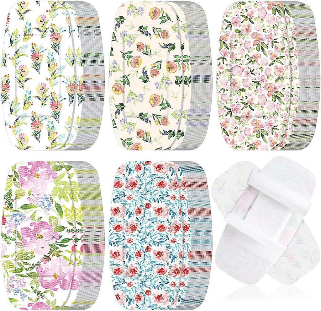 Sinmoe 100 szt. Duże bandaże 2 x 4 Inch Latex Free Big Adhesive Flower Care Flexible Fabric Bandaże do pielęgnacji i ochrony ran