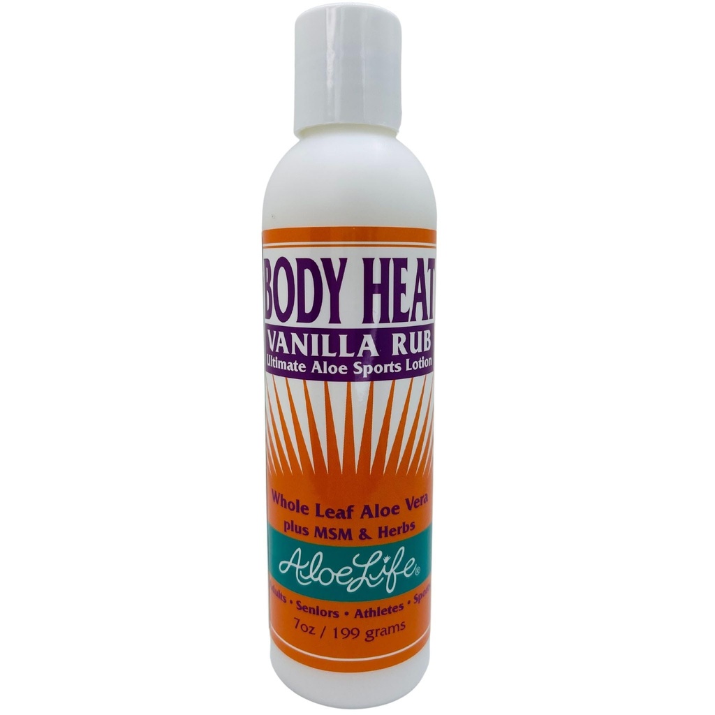 Aloe Life - Body Heat Vanilla Rub, smarowanie, Ogrzewanie akcji, łagodzi i łagodzi ból mięśni, Bezpieczne dla seniorów i sportowców, pomaga zmniejszyć napięcie i stres, Gluten- Free (7 oz)