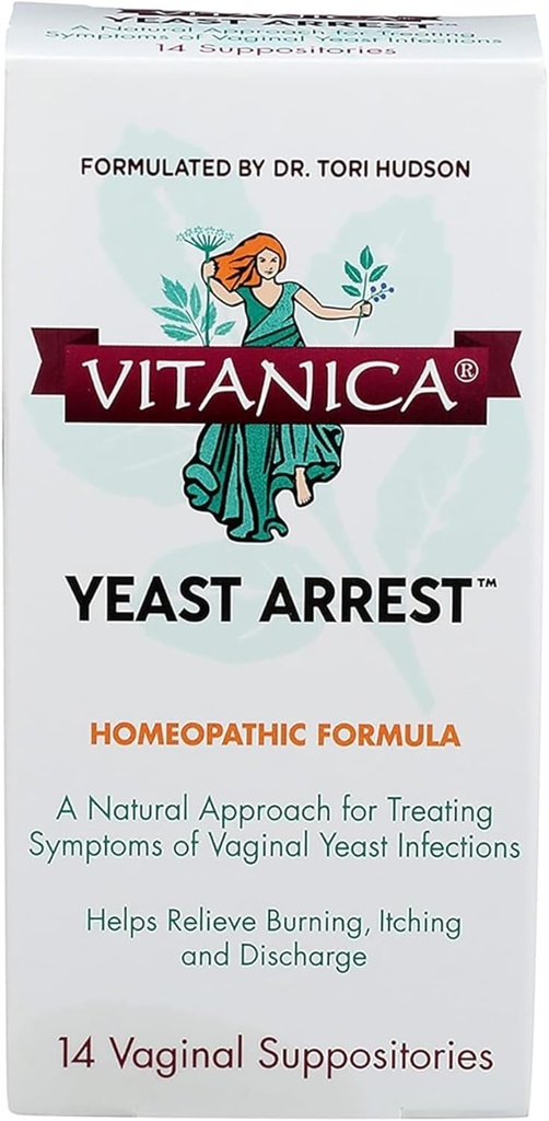 Vitanica Yeast Reserve, Homeopatic Vaginal Suppositories, dla objawów zakażenia Yeast, Relieves Burning, Swędzenie i Absolutorium, z kwasem borowym, Tea Tree Oil & Probiotyki, Wegan (Yeast Reserve, 14)
