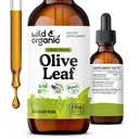 Wild & Organic Olive Leaf Extract Liquid Drops - Antyoksydant & Immune Support - Oleuropein Olive Leaf Supplement - Vegan, Sugar & Alcohol-Free Drops - 2 fl oz