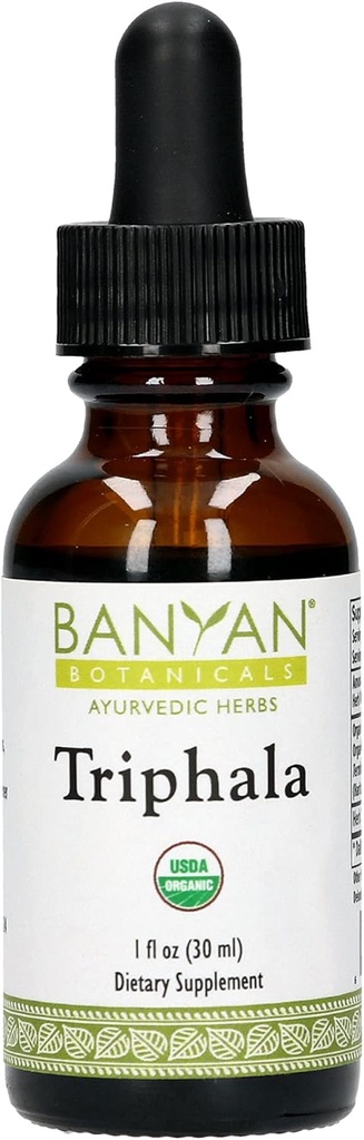 Banyan Botanicals Triphala Liquid Herbal Extract - Organic Triphala Extract with Amla, Haritaki & Bibhitaki - for Daily Detox, Regularność & Odmładzanie * - 1oz. - Non-GMO Sustainable Sourced Vegan