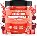 Jednowodzian Gummie kreatynowe 5600mg dla mężczyzn i kobiet, 120 CT Gummie do rozgryzania i żucia dla wsparcia mięśni, Energy Boost, 5,6 g Monohydratu kreatynowego na serwowanie - Bez cukru, Wegan (Cherry Flavor)