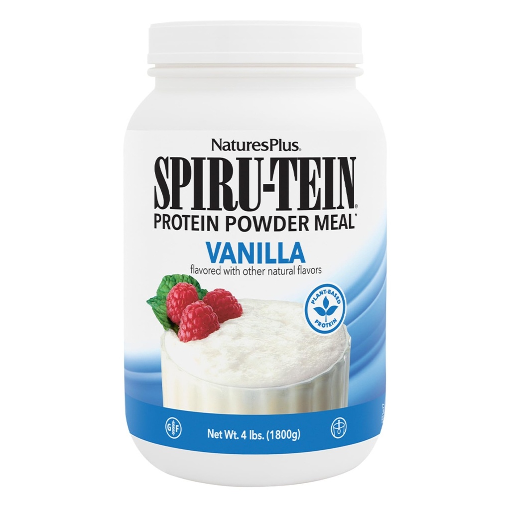 NaturesPlus SPIRU-TEIN, Wanilia - 4 lbs - Wstrząs białkowy na bazie plantacji - Non-GMO, Wegetarianin, Gluten Free - 60 Służenia