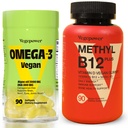 Wegański Omega-3 + Witamina B12 Gummy Gummy 124; Algae Omega-3 DHA Suplementy dla Mózgu, Serce Oczy Zdrowie 124; Metyl B12 1000 μg & Witamina D 5000 j.m. dla Energii i Wsparcia immunologicznego - 90 Liczba