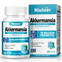 Probiotyka Akkermansia, GLP-1 Probiotyki dla Kobiet i Mężczyzn - 10 Milionów AFU + Prebiotyki Organiczne, Żywność, Gut, Immune & Total Health, Poprawa Gut Digestive Lining Function (60 Kapsułki, 1-Pack)