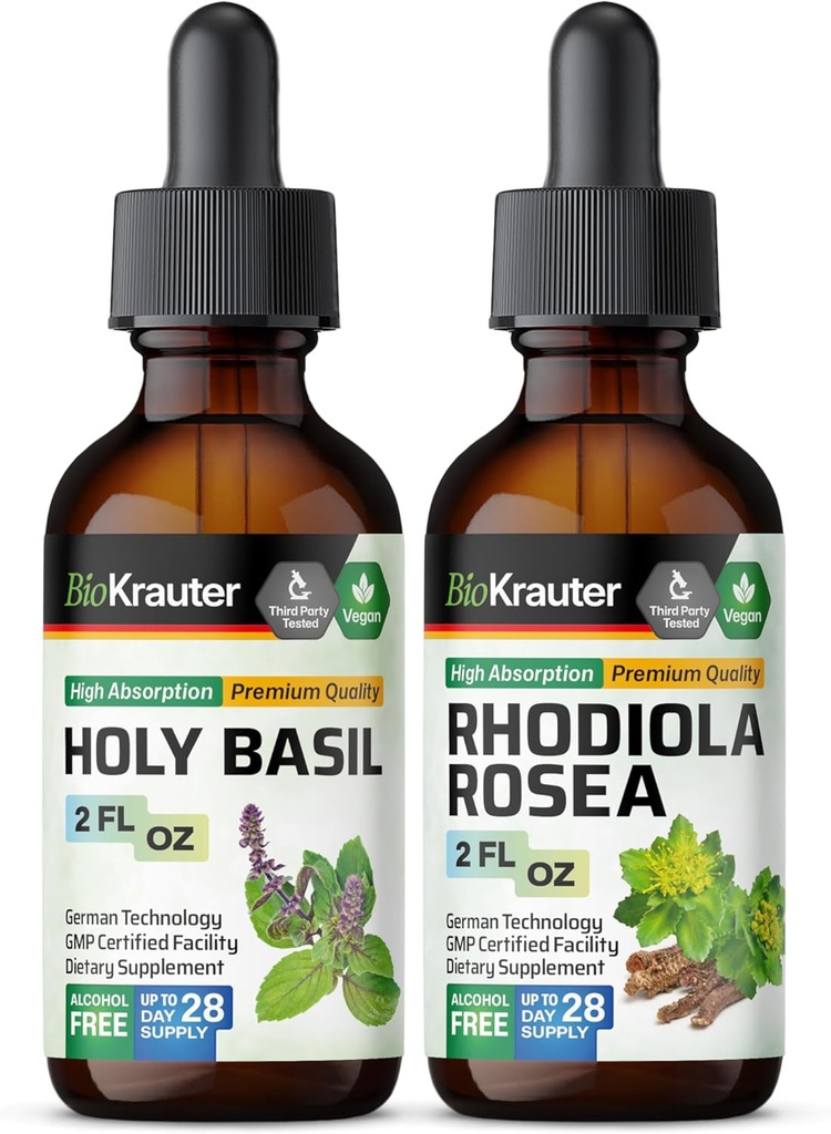 BIO KRAUTER Święty Basil nalewka 2 Fl. Oz. & Rhodiola Rosea nalewka 2 Fl. Oz.
