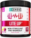 Zhou Lite Up - Nie Stim Proszek, tlenek azotu Stim suplement dla mężczyzn i kobiet, Kofeina wolna Boost, Czysta formuła - Berry Lemonade Flavor, 7.5 oz Jar (30 Scoops)