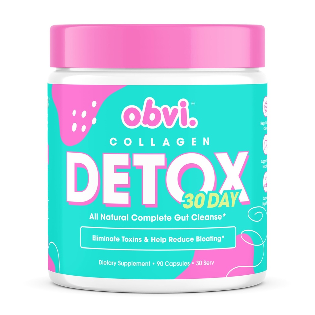 Obvi Detox Colon Cleanse Supplement Amend124; Promotes Digestive and Gut Health, Bloating Relief, Pomaga usunąć toksyny 124; Immune Support with Milk Tistle, Psyllium Husk, Senna Leaf Amend124; 90 Kapsułki Amend124; 30 Służenia