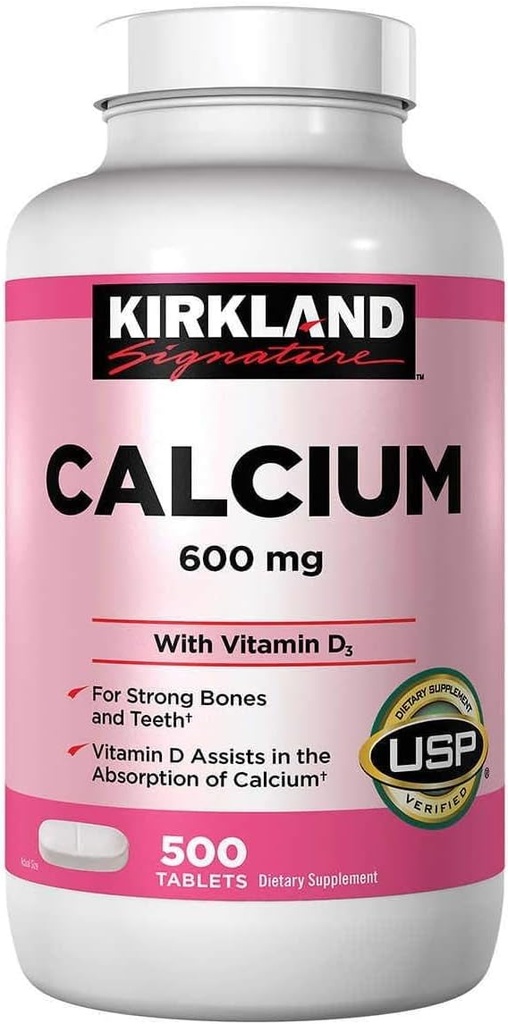 Kirkland Signature Wapń, 600 mg + D3, 500-liczenie tabletek