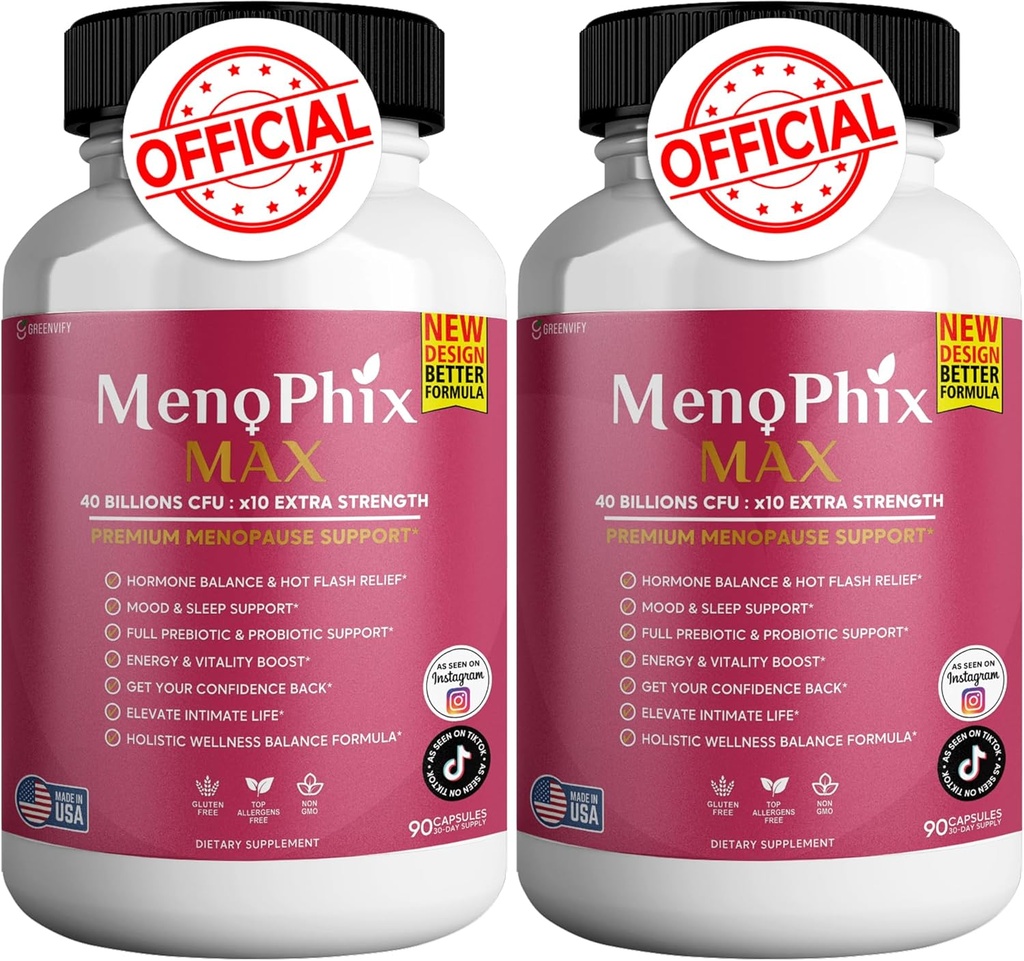 MenoPhix Max Premium Suplement wsparcia menopauzy, 40 Miliardów CFU, Dodatkowa siła, 180 kapsułek (2)