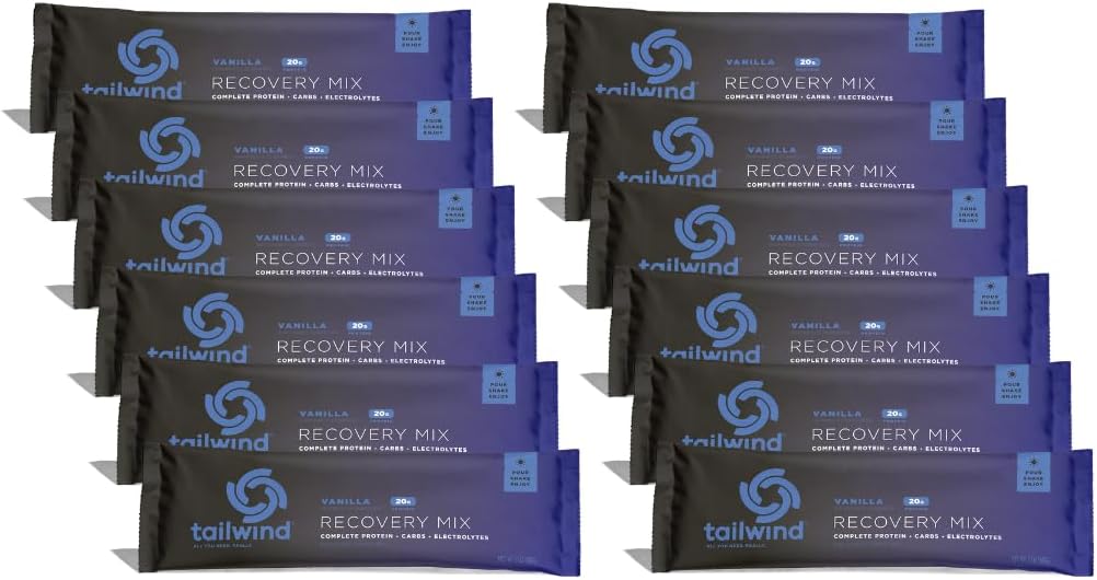 Mieszanka do odzyskiwania pożywienia Tailwind, 20 Grams Kompletne białko, Węglowodany, i Electrolytes proszek napój do post-Workout, Wolny od gluten, Soi, i Dairy, Wegan, 12 Służenia, Wanilia