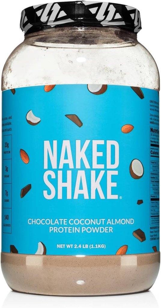 Nagi shake - Czekoladowy proszek z migdałowego białka kokosowego - roślina aromatyzowana Białko oparte z US & Canadian Farms z MCT Oil, Gluten- Free, Soy- Free, Bez GMO lub sztucznych słodzików - 30 Słupki