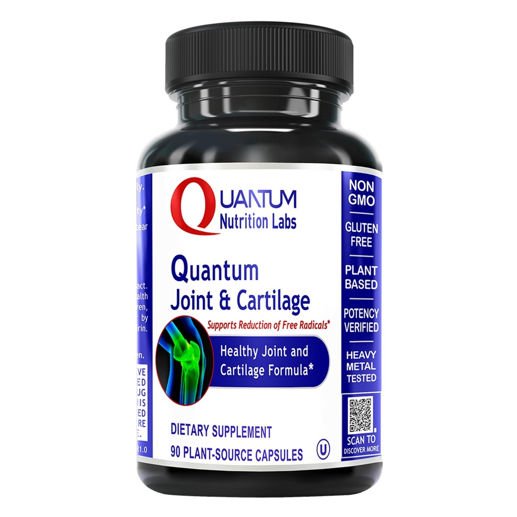 Quantum Joint & Cartilage Supplement Supplement - dla mężczyzn i kobiet, wspólnej mobilności i zdrowia mięśni, naprawy chrząstki, Gluten Free, Plant- Sourced, Non-GMO - 90 kapsułki