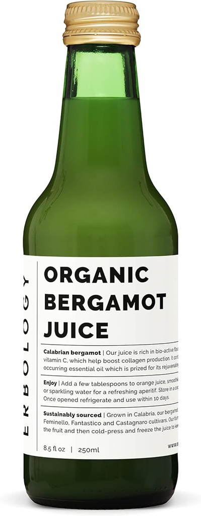 100% Organic Bergamot Juice 250ml (Pudełko 12) - Wspiera Kolagen Production - Bogaty w bioaktywne flawonoidy - Prosto z gospodarstwa we Włoszech - Nierozcieńczony - No Added Sugar - Non-GMO