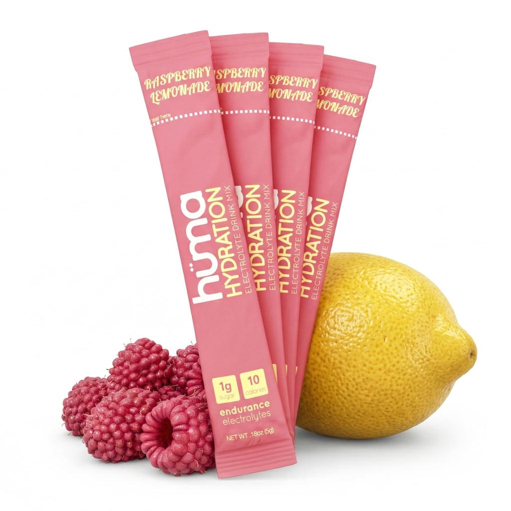Huma CHIA Napoje nawadniające Mix, Malina Lemoniada 15 Pakiety - Niskie kalorie, Wysoka elektrolita Proszek do uprawiania sportu i ćwiczeń - 100% Naturalny, 1 g Cukier, 10 Cal