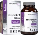 Bluebonnet Nutrition Beautiful Ally Resveratrol 250mg, Najlepsze dla skóry, Przeciwutleniacz, Beauty Nutricent, Wegan, Wegetarianin, Nie GMO, Gluten Free, Soy Free, 60 Kapsułki warzyw, 60 Sług