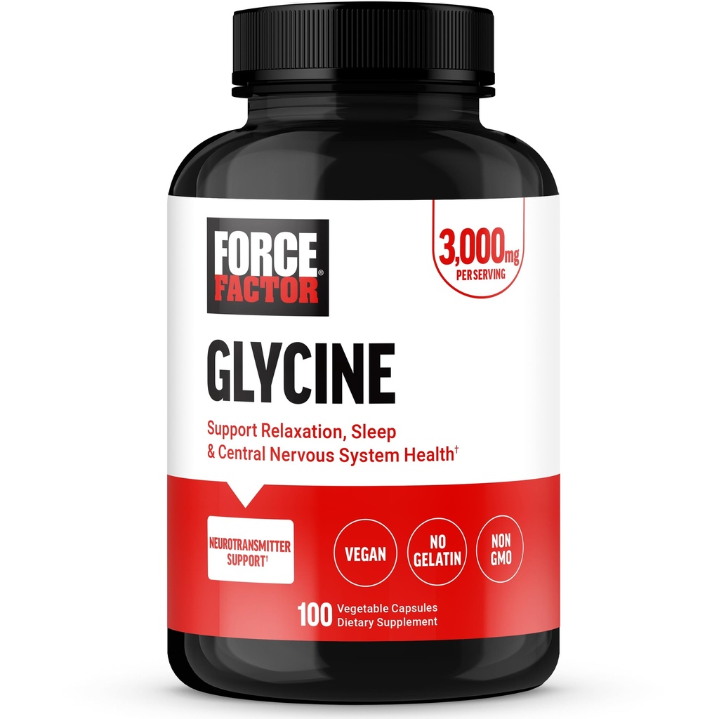 FAKTOR FORCE Glicyna do promowania relaksacji i niespokojnego snu, Wsparcie funkcji kognitywnych, równowagi nastrojów, i Nerve Health, 100 Kapsułki roślinne