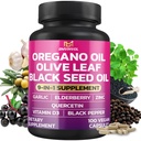 BMVINVOL czosnek Olive Leaf Black Seed + 5 Więcej - Wsparcie immunologiczne i suplement diety dla kobiet i mężczyzn - 100 kapsułki