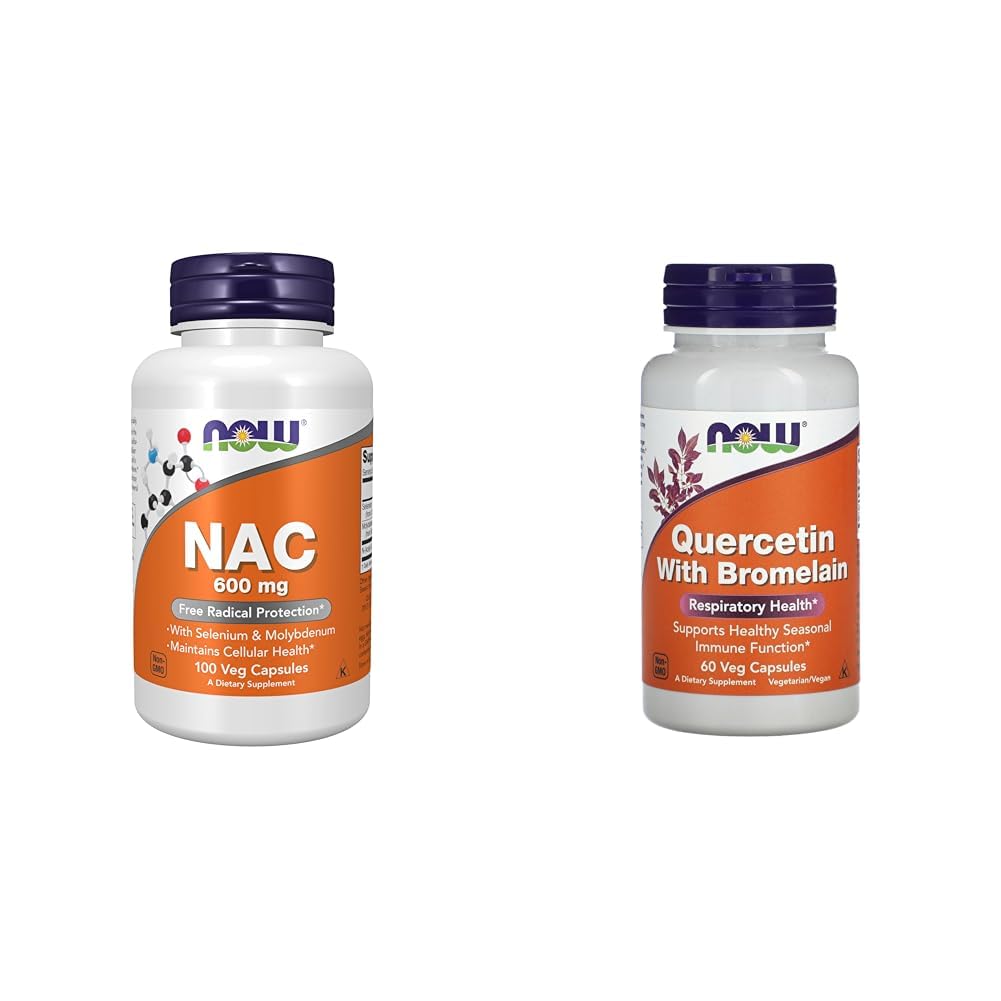 Teraz Suplementy, NAC (N- Acetylo Cysteina) 600 mg z Selenium i Molibdenu, 100 Kapsułki Veg & Teraz Quercetin z Bromelain - 60 Kapsułki Veg