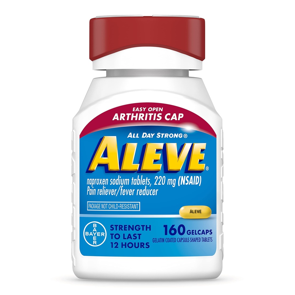 Aleve Gelcaps z Easy Open artretis Cap, Naproxen Sodu, Leki na zapalenie stawów Ból, 160 Hrabia