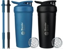 BlenderBottle Strada Shaker Cups ze słomkami silikonowymi, (2 24- Butelki i 2 słomki)