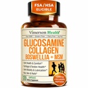Glukozamina Chondroitin MSM z hydrolizowaną kolagenową peptydami - Suplement do wspólnego wsparcia z Quercetin, Bromelain & Boswellia Extract - Tabletki Collagen dla paznokci skóry włosów - FSA Kwalifikujące 120 Czapki