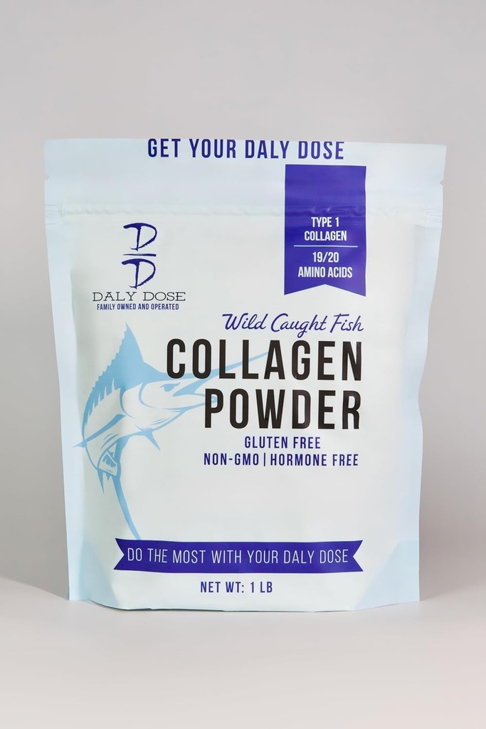 Kolagen rybny, 1lb Bag, 37 Służenia, 12g Protien Per Serving, Gluten Free, Keto i Paleo Friendly, 0 Cukier, Nienapromieniowany