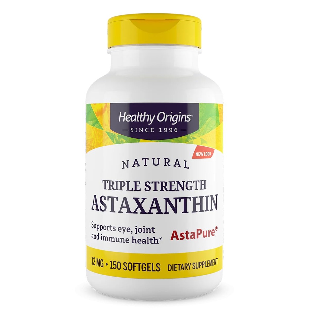 Zdrowe początki Astaksantyny 12 mg (Naturalne, Astapure, Potrójne Siła, Non-GMO, Gluten Free, Wsparcie dla oczu, Wspólne Wsparcie, Wsparcie immunologiczne), 150 Softgels