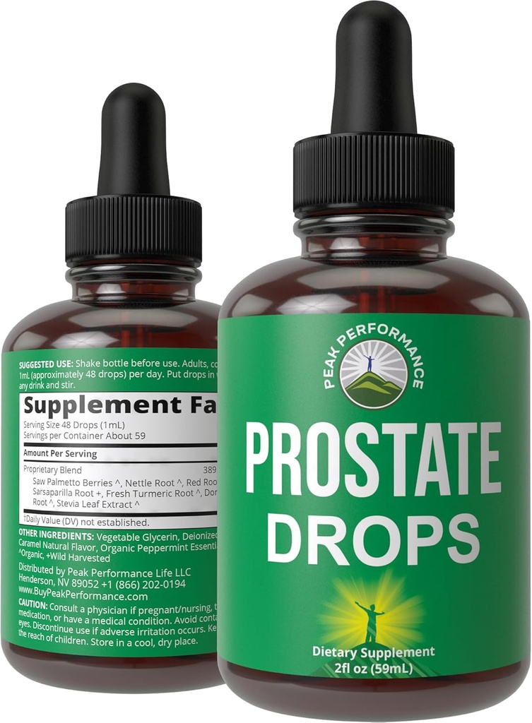 Prostate Supplement Supplement for Men 's Health. Wegańskie koszerne płynne krople z piły organicznej Palmetto, Nettle, Turmeric, Peppermint, Wild Sarsaparilla + Red Root