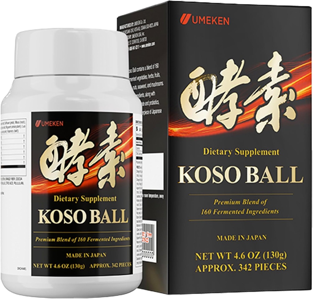 Koso Ball Infused z Czystych 160 Fermentowanych składników, Pomaga Stomach & Intestine Health, Immune Health, Japońskie suplementy dla ogólnego Wellness & Balanced Nutrition, Małe 342 Kawałki, Opakowanie z 1