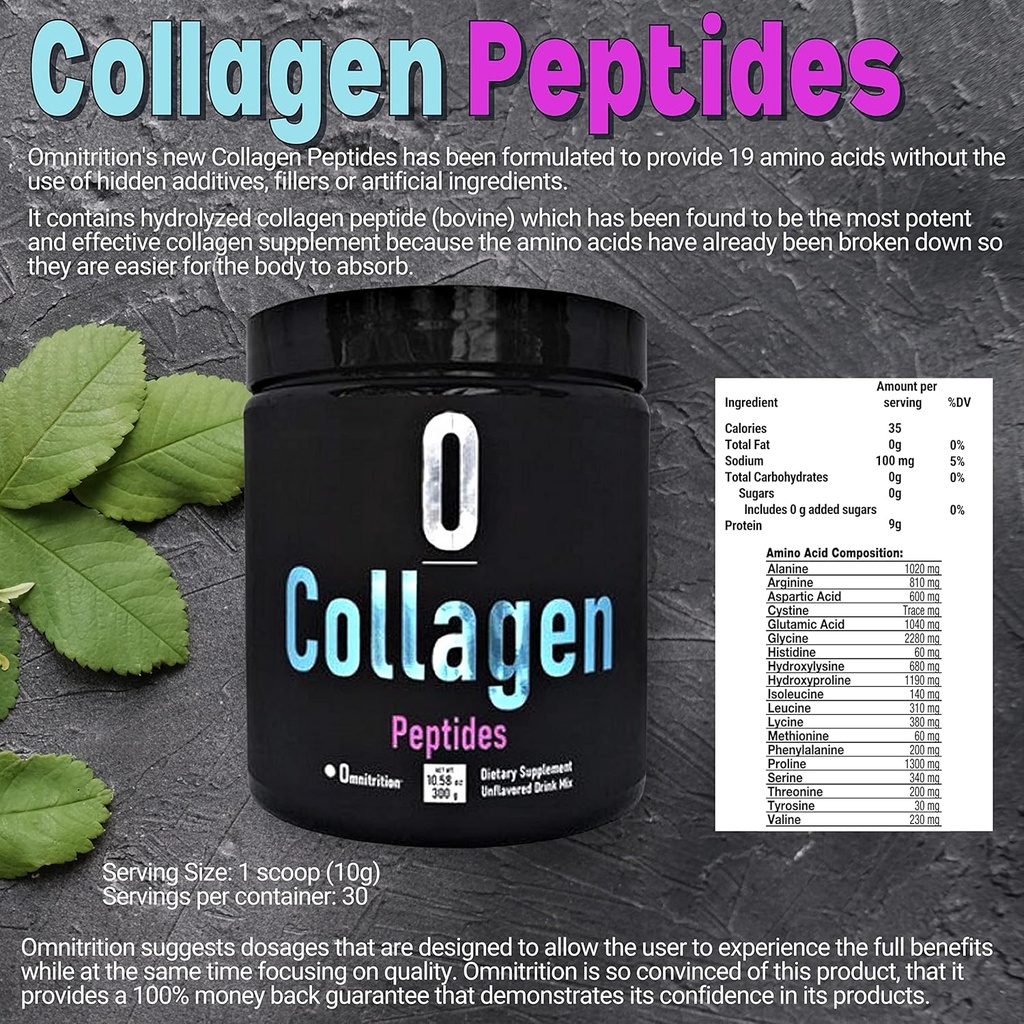 Omnitrition Collagen Peptydes Suplement diety, Unflavored 9001 30 Butelka serwująca