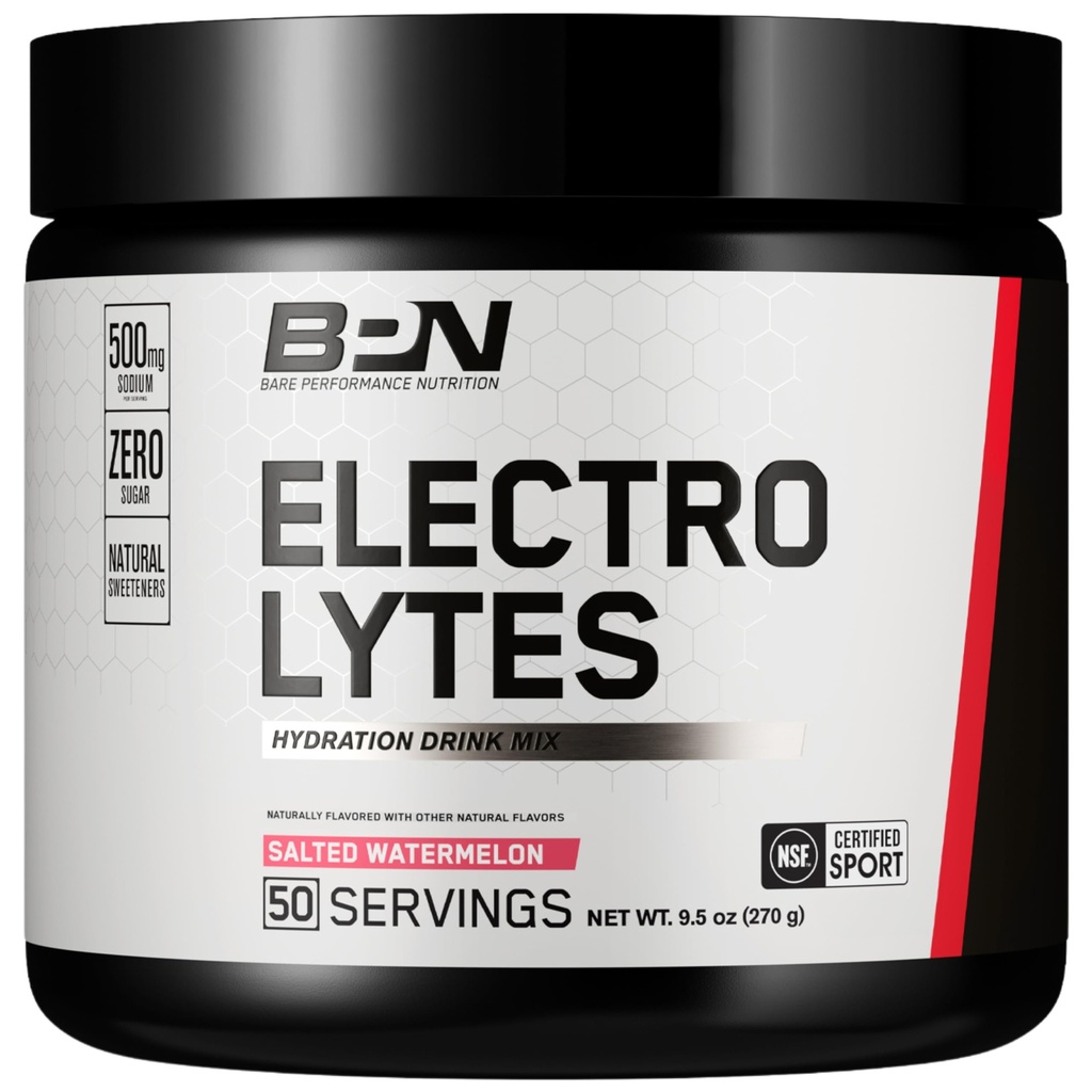 BPN Electrolytes Hydration Drink Mix 124; Proszek bez cukru Electrolyte 124; 500 mg sodu na podawanie 124; Naturalnie słodzony 124; Arbuz solony, 50 Służenia