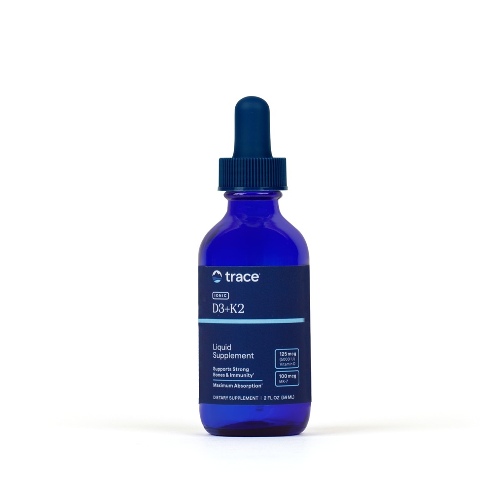 Ślad minerałów jonowych D3 + K2 - Liquid Multivitamin for Bone & Heart Health - Wchłanianie wapnia - System immunologiczny Pomoc - Suplement naturalny - 2 fl oz (296 Servings)