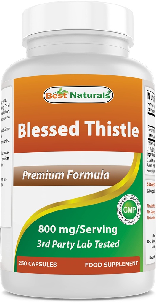 Najlepsi przyrodnicy Błogosławiony Thistle Karmienie piersią Kapsułki - 800mg / Podawanie - 250 Hrabia