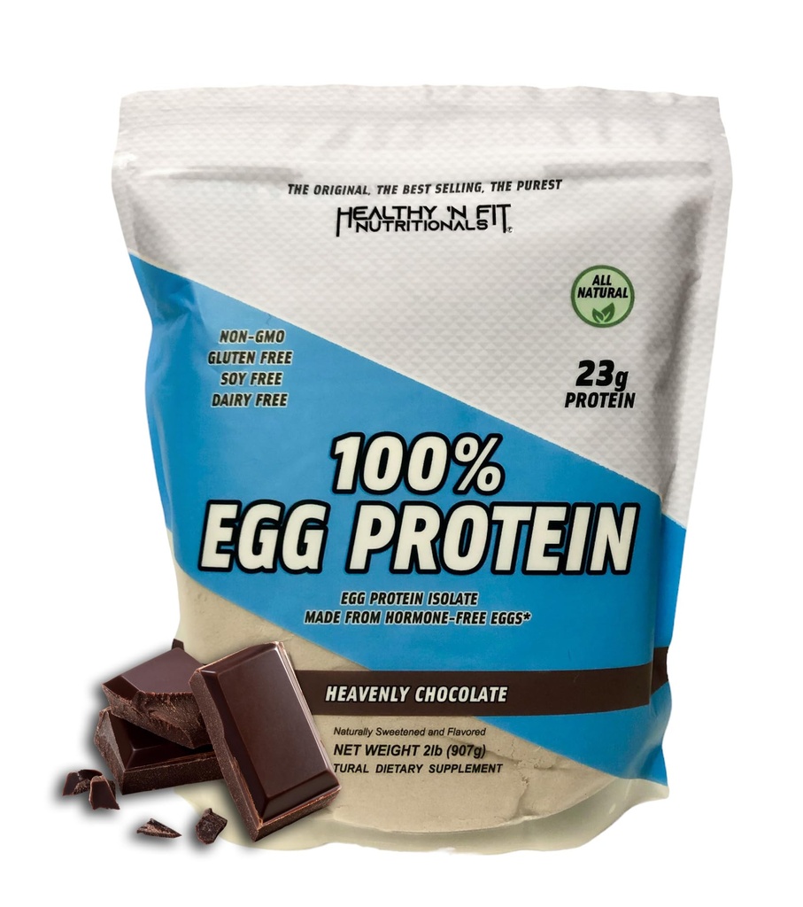 Zdrowe 'N Fit 100% Białko jaj - Niebiańska czekolada (2lb): 100% Białko jaj -Plus naturalne peptydy. Ultra Czysty, Natural Egg Protein Isolate