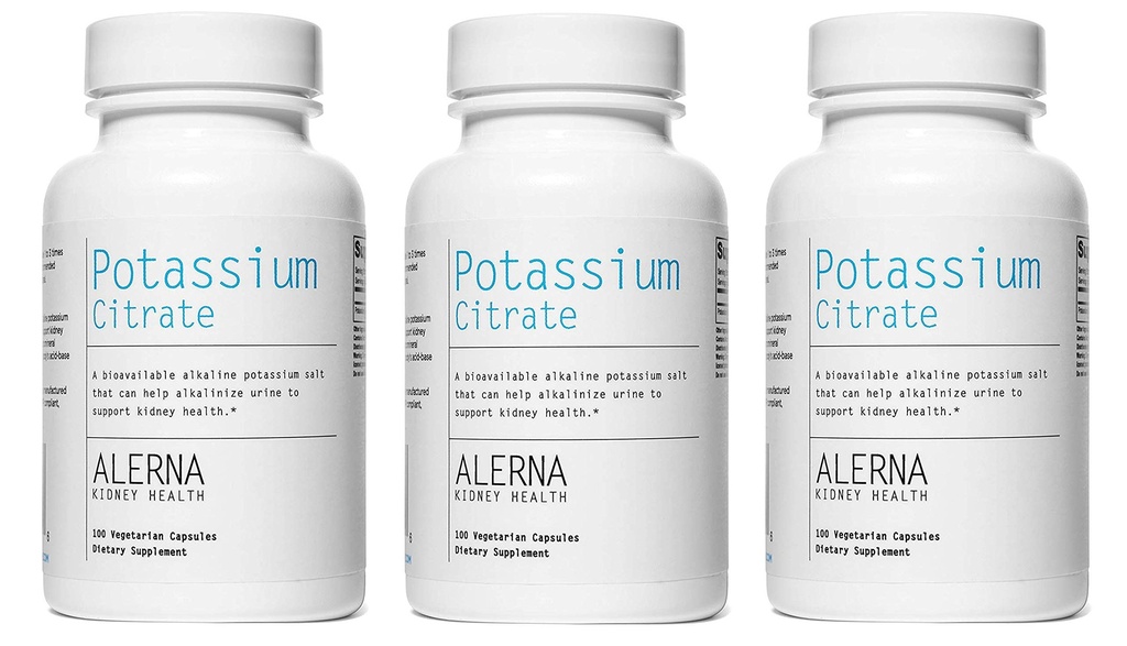 Cytrynian potasu 99 mg - Wspiera równowagę elektrolitową i normalny pH - Esencjonalny mineralny suplement wsparcia kamieni nerkowych - 100 Kapsułki wegetariańskie (Opakowanie 3)