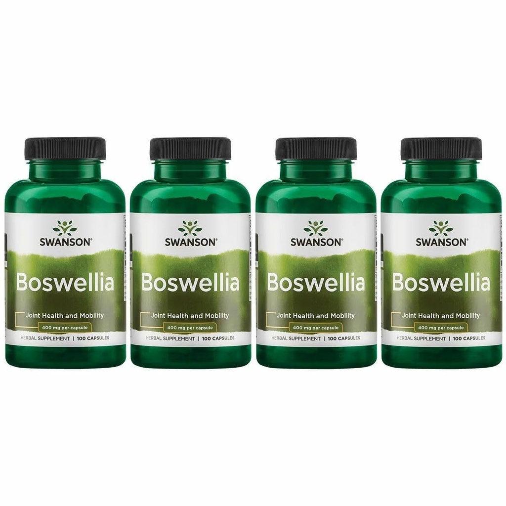 Swanson Boswellia - Suplement Ziołowy Promowanie wspólnego wsparcia - Zioła Ayurvedic dla wspólnej elastyczności i wsparcia mobilności - Made with Boswellia Serrata Resin - (100 kapsułek) (4 opakowania)