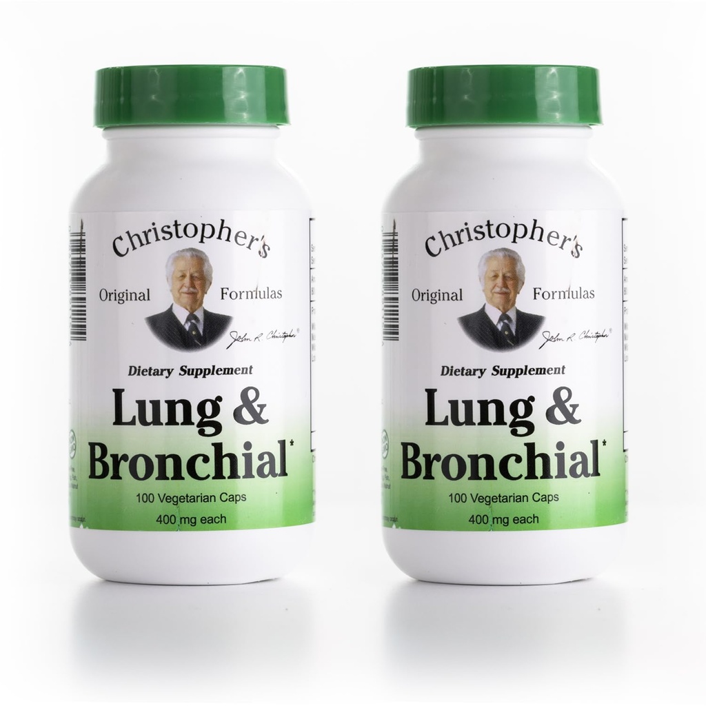 Oryginalna formuła Christophera: Lung & Bronchial Formula - Lung Cleanse for Smokers - Wspiera układ oddechowy z synergistycznym mieszanką ziół - Opakowanie 2