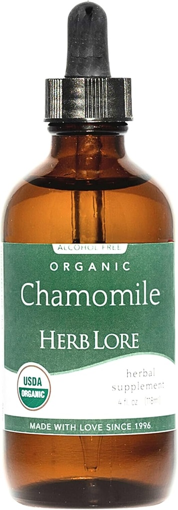 Herb Lore Organic Rumianek nalewka - Rumianek płynny krople dla niemowląt i dorosłych - Melatonin - suplement do snu wolny (4 fl oz)