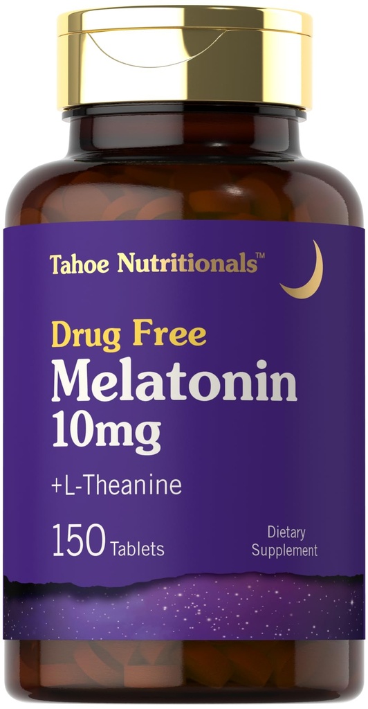 Tahoe Nutritionals Melatonin 10mg España 124; 150 Tablets España 124; z L teanine España 124; Wegetarianin, Non-GMO, Gluten