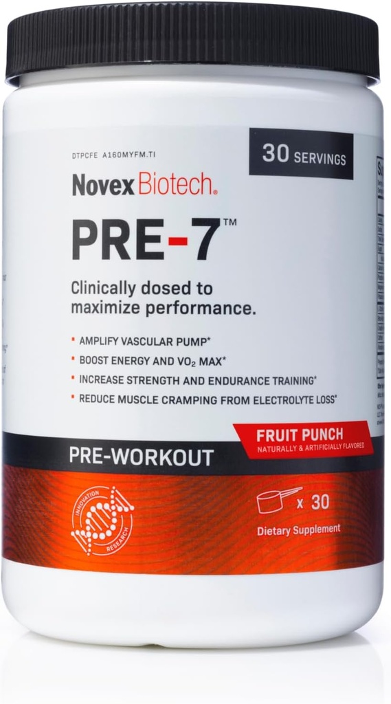 Novex Biotech przed - 7 Wstępny trening proszku dla mężczyzn - Boost Energy, Focus, i VO2 max, Hydration Wsparcie podczas długotrwałego treningu *, Owoce Punch