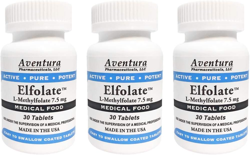 ELFOLATE ® 7, 5 mg 3 opakowania L- metylfolan Metylfolan etylu Metylfolan medyczny suplement diety Profesjonalna siła Czysty Potęga 30 tabletek