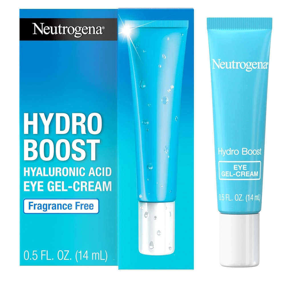 Neutrogena Hydro Boost Under Eye Cream, z oczyszczonym kwasem hialuronowym, Keeps Under Eye Area Looking Smooth & Hydrated, Wolne zapachy i Non-Comedobenic, 0,5 oz
