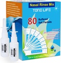 TONELIFE 80 Count Saline Nasal Care Refiles + 2 Nasal Sprayer - Nasal Salt 2,7g Każdy Pouch Refill Kit 124; 80 Buforred Salt Pakiety Nasal Refiles 124; dla 300 ml 500 ml Sinus Rinse Kit- Nose Cleaner- Nasal Wash Butelka