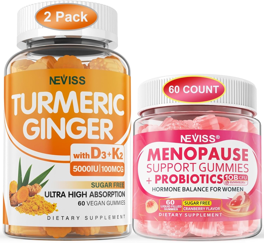 2 Pack Turmeric Gummies Ginger + 1Pack Menopauza Suplement wypełniony Gummies