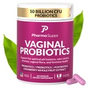 Probiotyk kobiecy dla zdrowia waginalnego 124; 50 Miliard CFU z probiotykami, prebiotykiem, Postbiotyką i żurawiną dla równowagi pH, wsparcie UTI, Yeast, Gut Health, Zapach, Suchość i Komfort kobiecy