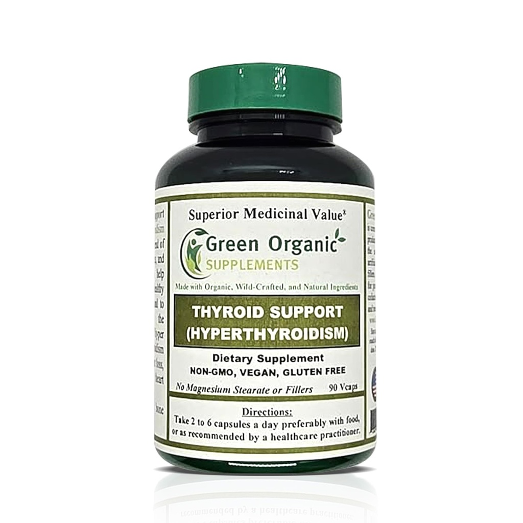 Zielone suplementy organiczne Tyroid & Nadczynność tarczycy, Wysokie wchłanianie, Nie- GMO, Gluten- Free