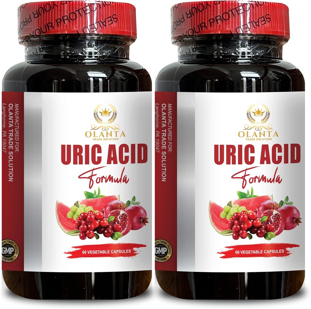 Jak Tart Cherry i Green Coffee Fasola w URIC Acid Formula Wsparcie równowagi kwasu moczowego, witaminy kwasu moczowego, Dolny dodatek kwasu moczowego - 2 butelki